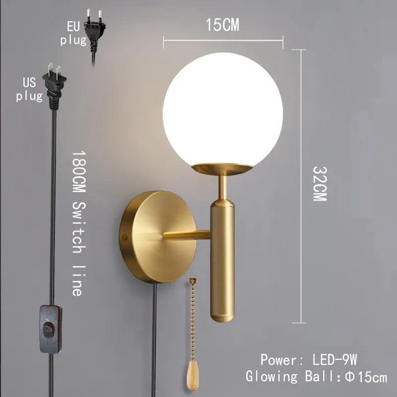 Modern Indoor Wall Light Lldpe Luminous Ball With Plug Switch LED Wall Lamps Suitable For Bedroom Bedside Living Room Home Decor