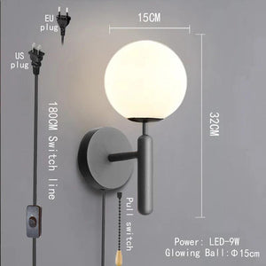 Modern Indoor Wall Light Lldpe Luminous Ball With Plug Switch LED Wall Lamps Suitable For Bedroom Bedside Living Room Home Decor