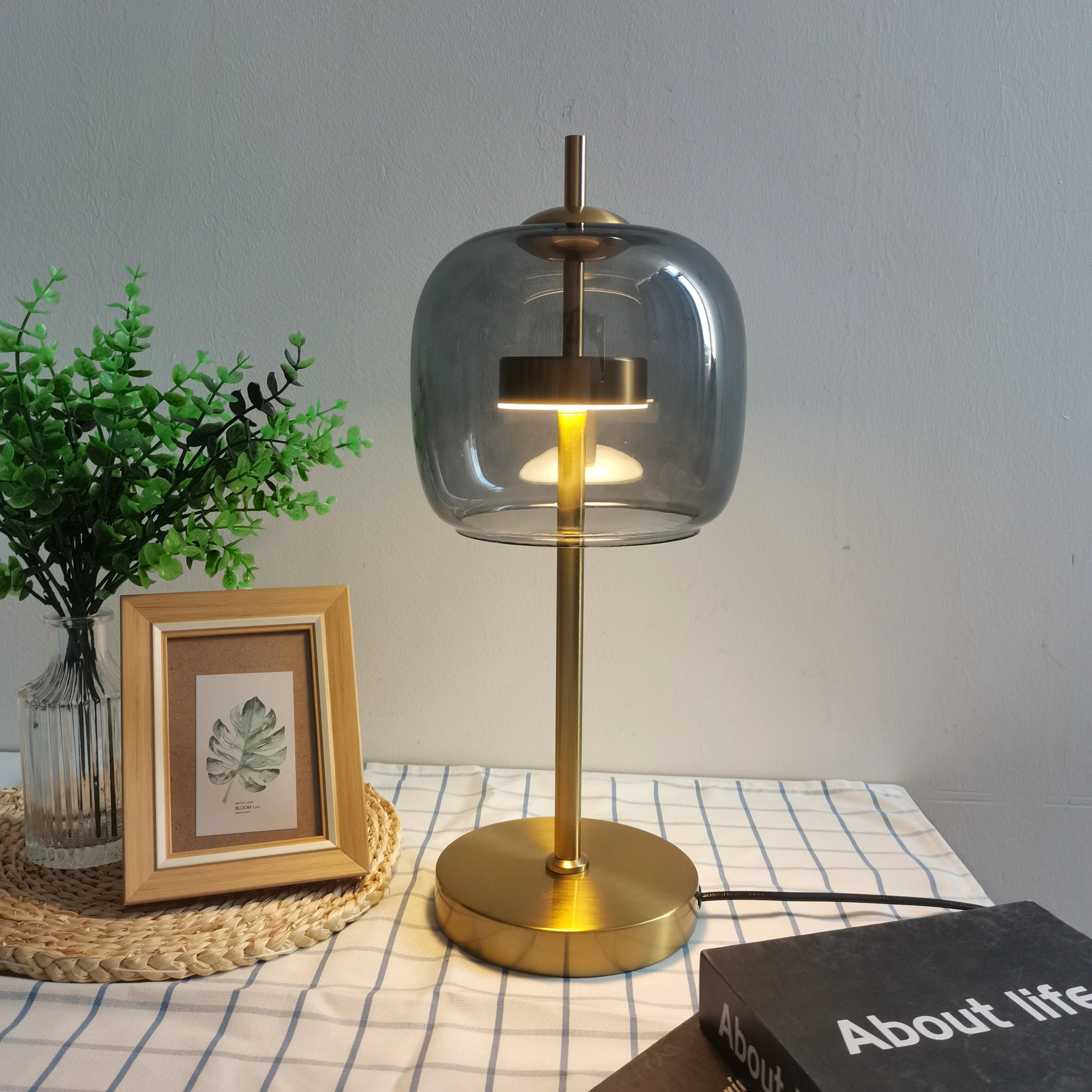 Modern LED Desk Lamps Nordic Simple Glass Table Lamp for Living Room Bedroom Bedside Desk Lights Gold Luxury Decor Home