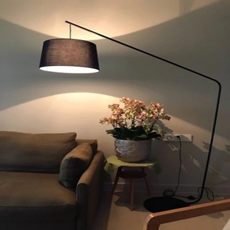 Modern LED Fishing Floor Lamp Fabric shade Standing Light Living Room Bedroom Home Decor Indoor Lighting Table Remote