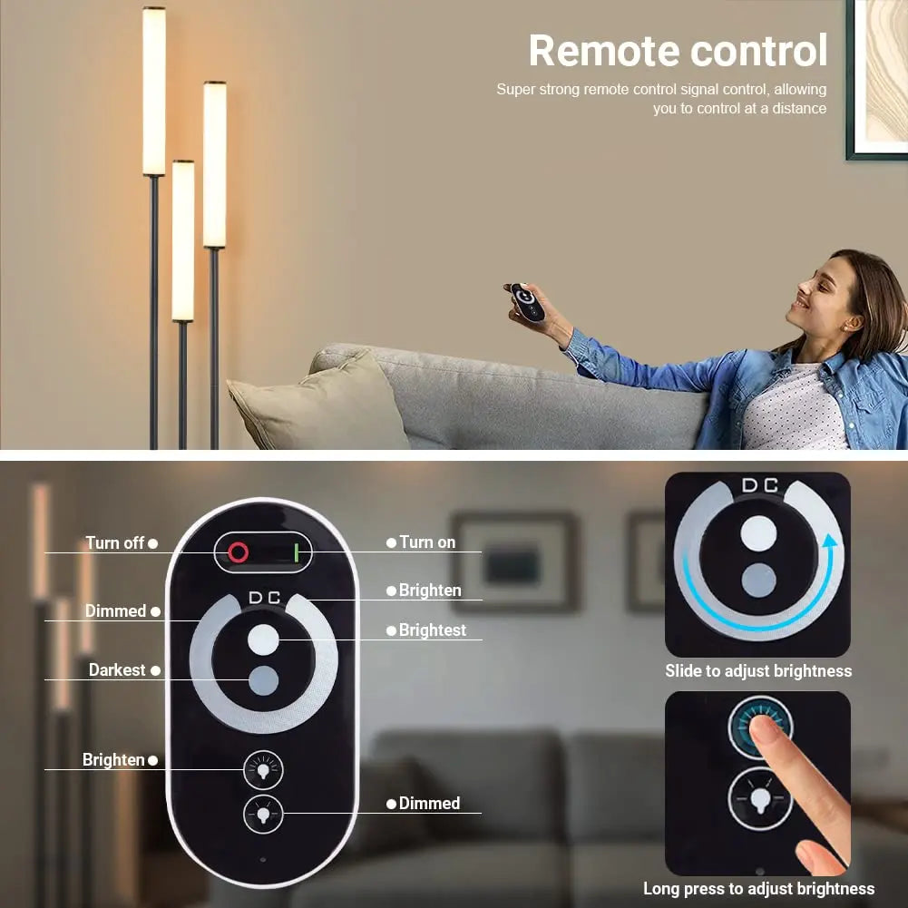 Modern LED Floor Lamp Nordic Creative Simple Remote Control Brightness Adjustable Function Foot Switch Suitable Bedroom Lighting