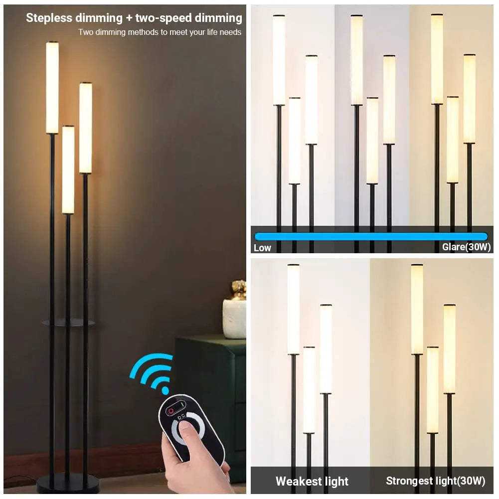 Modern LED Floor Lamp Nordic Creative Simple Remote Control Brightness Adjustable Function Foot Switch Suitable Bedroom Lighting