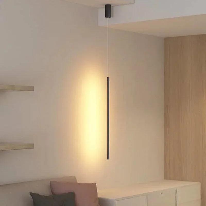 Modern LED Longer Pendant Lights dining room Bedroom Decor Bedside Black Background Hanging Lamp Chandeliers Restaurant Fixtures