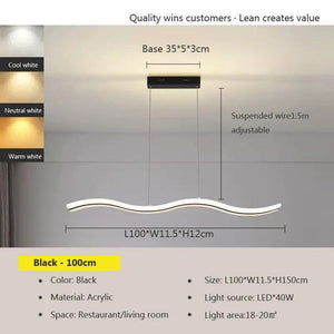 Modern LED Pendant Lamps Minimalist Strips Pendant Light For Living Dining Room Kitchen Ceiling Chandelier Decor Luster Lighting