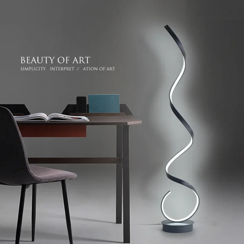 Modern LED Strip Floor Lamp Minimalist Bedroom Bedside Black White Floating Light Living Room Sofa Study Reading Lights Fixtures