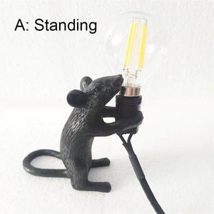 Modern LED Table Lights Resin Animal Rat Cat Squirrel LED Night Lights Mouse Table Lamps Home Decor Desk Lamp Lighting Fixtures