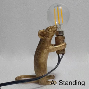 Modern LED Table Lights Resin Animal Rat Cat Squirrel LED Night Lights Mouse Table Lamps Home Decor Desk Lamp Lighting Fixtures