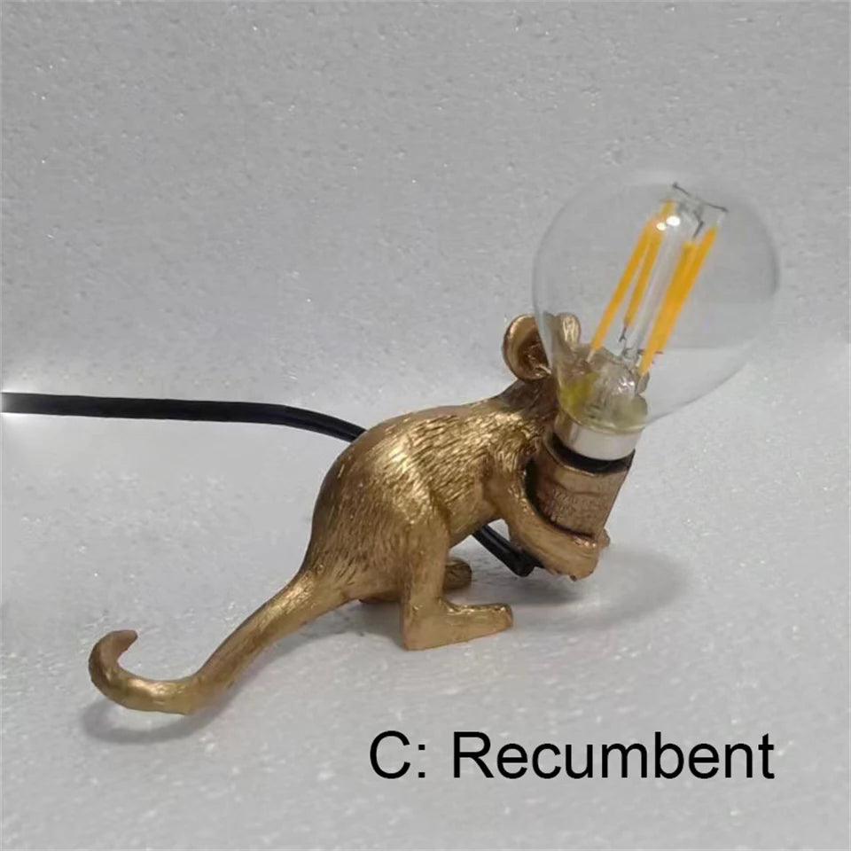 Modern LED Table Lights Resin Animal Rat Cat Squirrel LED Night Lights Mouse Table Lamps Home Decor Desk Lamp Lighting Fixtures