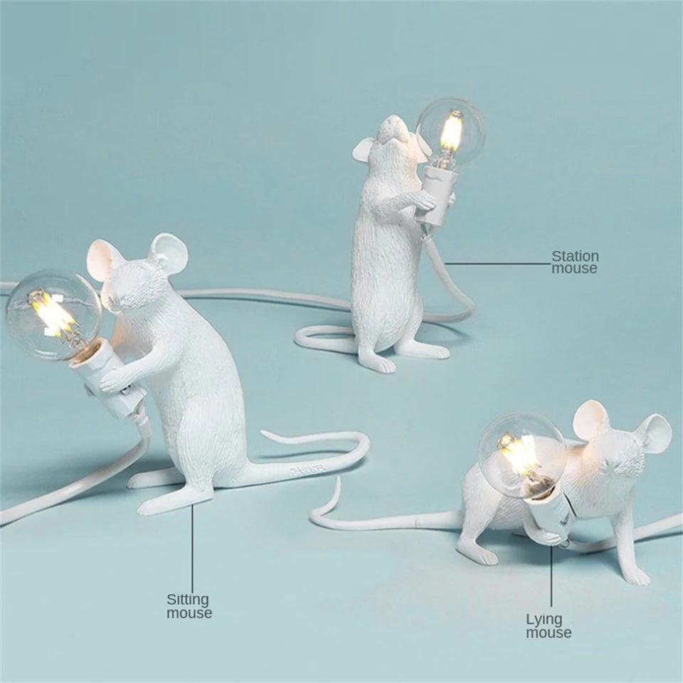 Modern LED Table Lights Resin Animal Rat Cat Squirrel LED Night Lights Mouse Table Lamps Home Decor Desk Lamp Lighting Fixtures