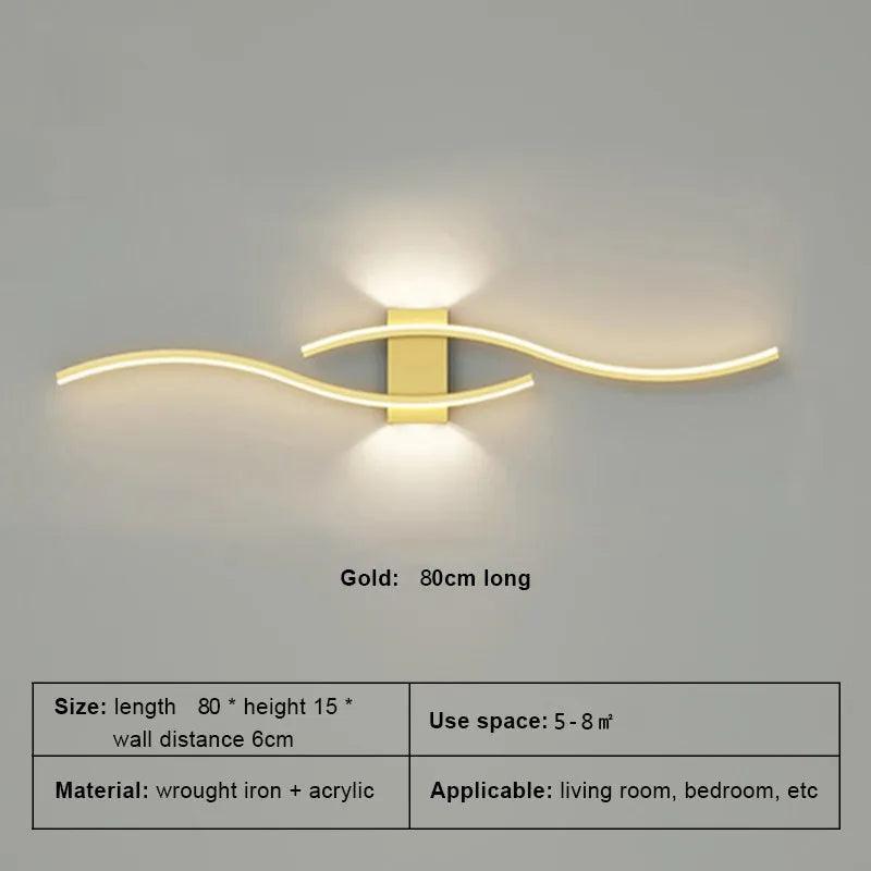 Modern LED Wall Lamp Long Strip Wall Light TV Background Decorative Indoor Lighting For Bedroom Living Room Home Fixture