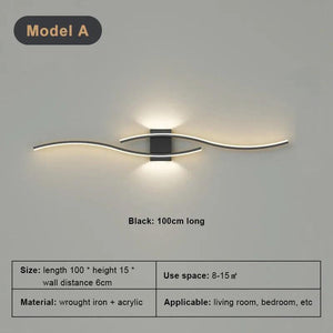 Modern LED Wall Lamp Long Strip Wall Light TV Background Decorative Indoor Lighting For Bedroom Living Room Home Fixture