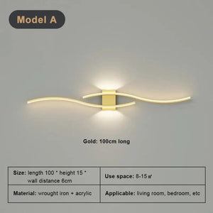 Modern LED Wall Lamp Long Strip Wall Light TV Background Decorative Indoor Lighting For Bedroom Living Room Home Fixture