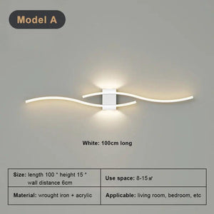 Modern LED Wall Lamp Long Strip Wall Light TV Background Decorative Indoor Lighting For Bedroom Living Room Home Fixture