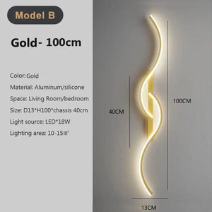 Modern LED Wall Lamp Long Strip Wall Light TV Background Decorative Indoor Lighting For Bedroom Living Room Home Fixture