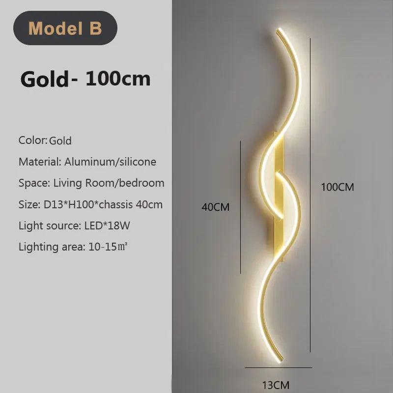 Modern LED Wall Lamp Long Strip Wall Light TV Background Decorative Indoor Lighting For Bedroom Living Room Home Fixture