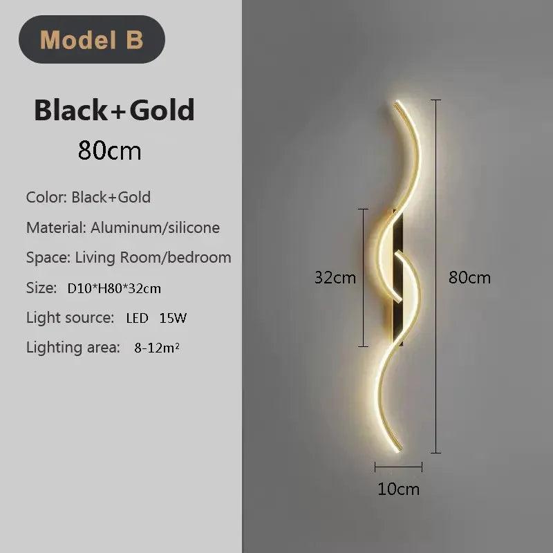 Modern LED Wall Lamp Long Strip Wall Light TV Background Decorative Indoor Lighting For Bedroom Living Room Home Fixture