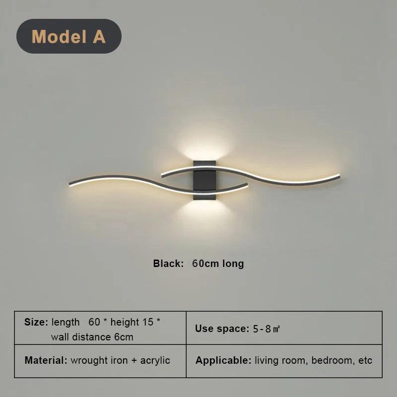 Modern LED Wall Lamp Long Strip Wall Light TV Background Decorative Indoor Lighting For Bedroom Living Room Home Fixture