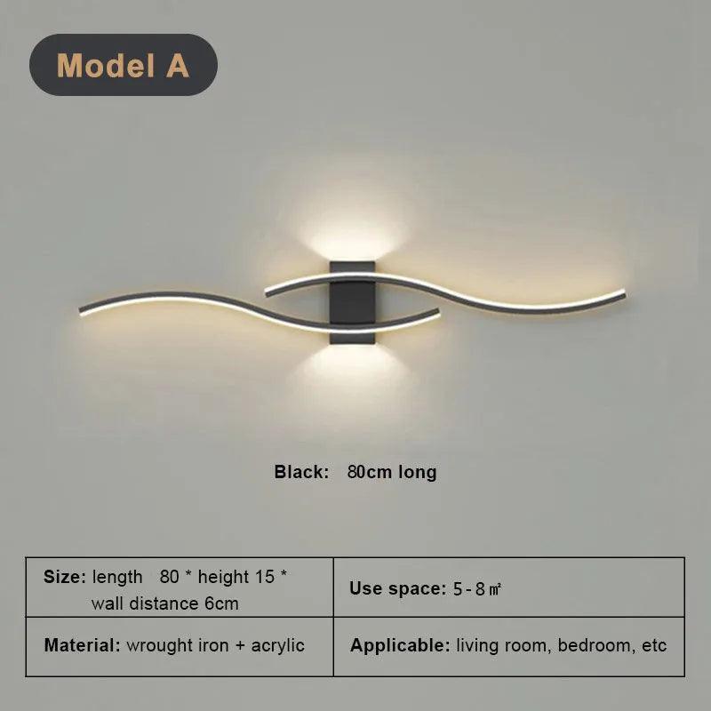 Modern LED Wall Lamp Long Strip Wall Light TV Background Decorative Indoor Lighting For Bedroom Living Room Home Fixture