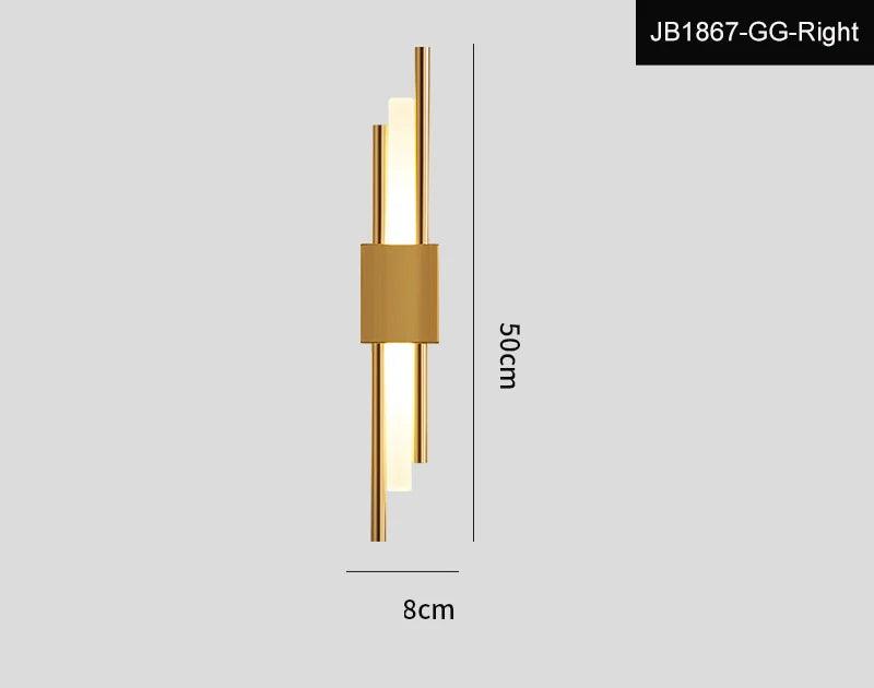 Modern LED Wall Lamp Stylish Gold Pipe Acrylic Lampshade for Living Room Corridor Bedroom Sconces Light Fixture 21/42/47/72 CM