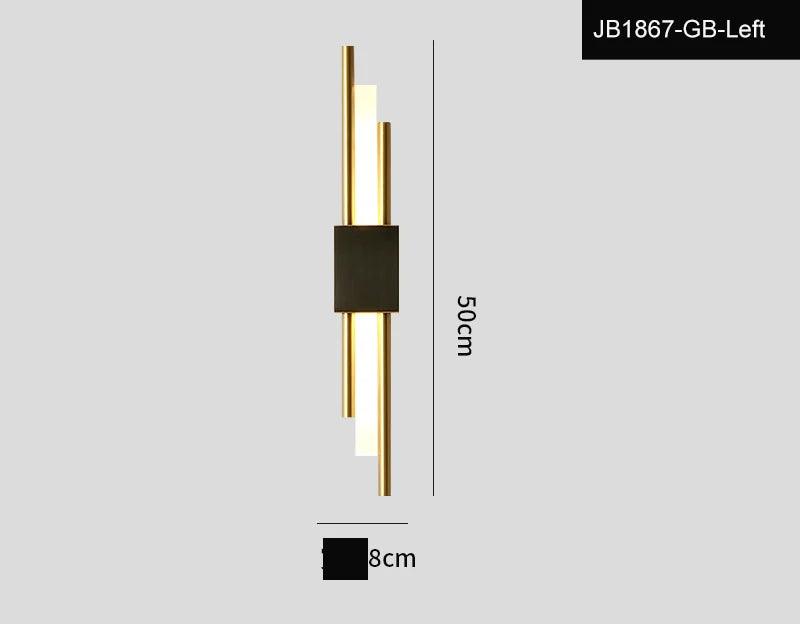 Modern LED Wall Lamp Stylish Gold Pipe Acrylic Lampshade for Living Room Corridor Bedroom Sconces Light Fixture 21/42/47/72 CM