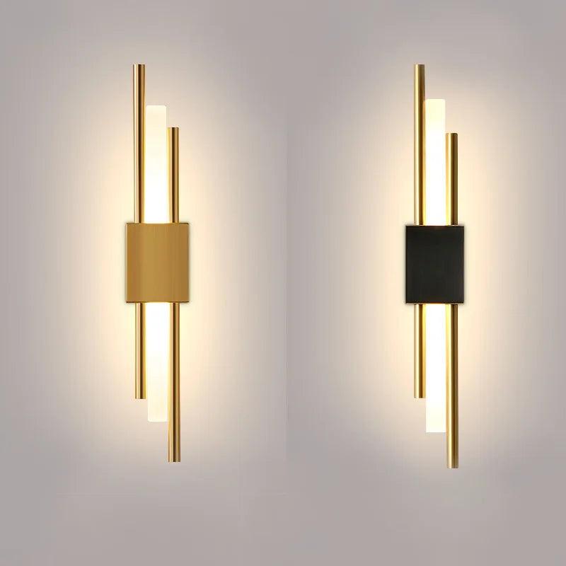 Modern LED Wall Lamp Stylish Gold Pipe Acrylic Lampshade for Living Room Corridor Bedroom Sconces Light Fixture 21/42/47/72 CM