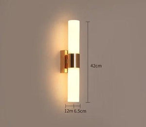 Modern LED Wall Lamp Stylish Gold Pipe Acrylic Lampshade for Living Room Corridor Bedroom Sconces Light Fixture 21/42/47/72 CM