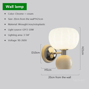 Modern LED Wall Lamps Cream Breeze Pumpkin Sconces G9 Bulb For Bedroom Bedsides Study Living Room Hallway Dining Room Lighting