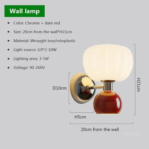 Modern LED Wall Lamps Cream Breeze Pumpkin Sconces G9 Bulb For Bedroom Bedsides Study Living Room Hallway Dining Room Lighting