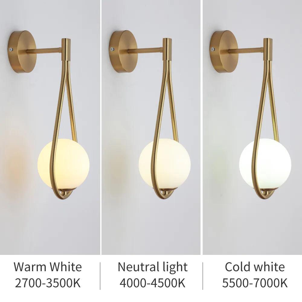 Modern LED Wall Lamps Metal Living Room Lamp Fashion Nordic Bedside Glass Wall Lamp Bedroom Decoration Lighting