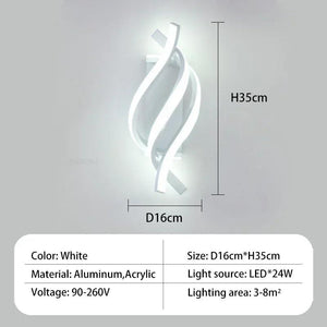 Modern LED Wall Light Curved Design Spiral Wall Lamp for Living Room Bedroom Bedside Aisle Home Decor Indoor Sconce Lighting