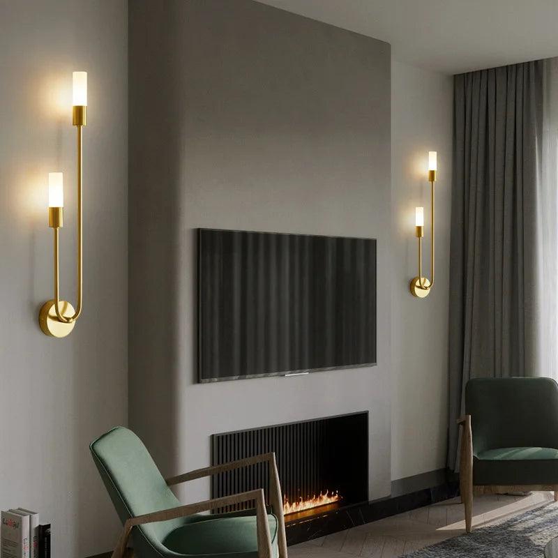 Modern Led Wall Light Gold Indoor Decor Vanity Lamparas De Pared Sconce Long Strip Nordic Living Room Kitchen Hall Bedroom Lamp