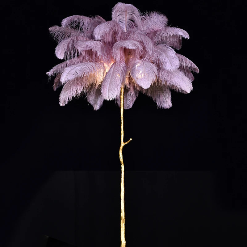 Modern Led floor lamp Nordic ostrich feather lamp Gold Resin Luxury Reading lamp living room decoration led Standing lamp