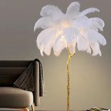 Modern Led floor lamp Nordic ostrich feather lamp Gold Resin Luxury Reading lamp living room decoration led Standing lamp