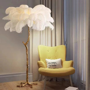 Modern Led floor lamp Nordic ostrich feather lamp Gold Resin Luxury Reading lamp living room decoration led Standing lamp