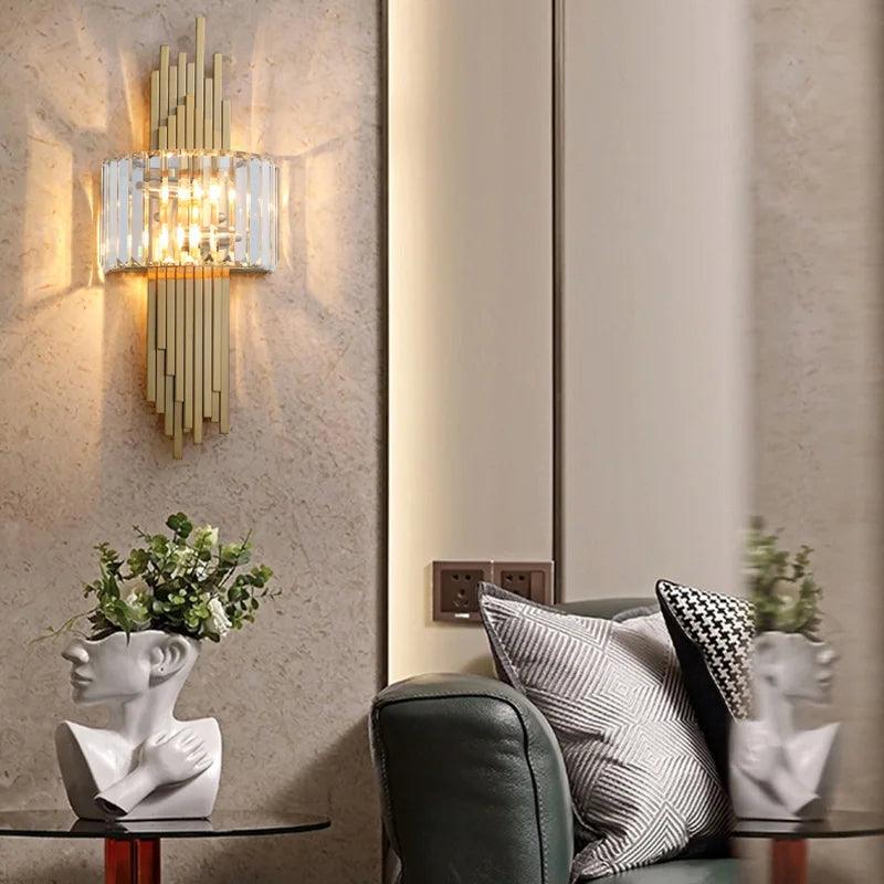 Modern Luxury Hardware Crystal Wall Lamp For Living Room Tv Bedroom Night Lighting Study Decoration Home Indoor Fixtures