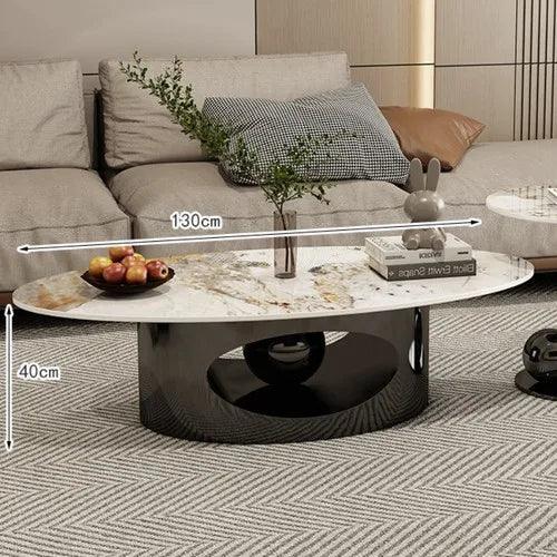 Modern Marble Effect Coffee Tables Luxury Legs Metal Nordic Oval Side Table White Premium Table Basses De Salon Home Furniture