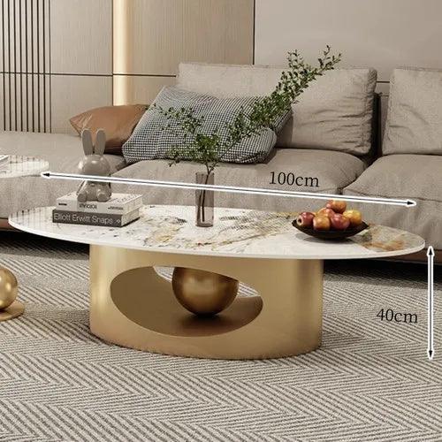 Modern Marble Effect Coffee Tables Luxury Legs Metal Nordic Oval Side Table White Premium Table Basses De Salon Home Furniture