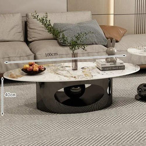 Modern Marble Effect Coffee Tables Luxury Legs Metal Nordic Oval Side Table White Premium Table Basses De Salon Home Furniture