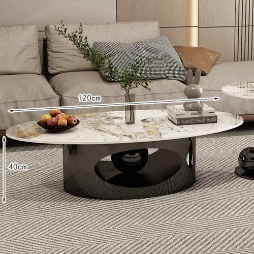 Modern Marble Effect Coffee Tables Luxury Legs Metal Nordic Oval Side Table White Premium Table Basses De Salon Home Furniture