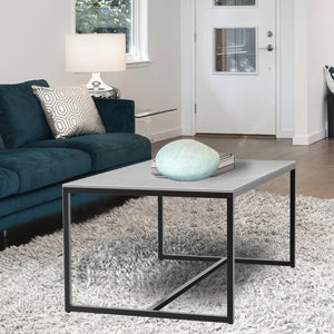 Modern Marble and Metal Frame Open Rectangle Coffee Accent Table Living Room End Table