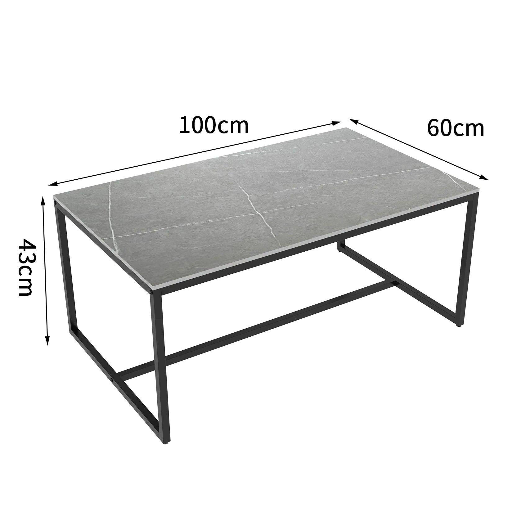 Modern Marble and Metal Frame Open Rectangle Coffee Accent Table Living Room End Table