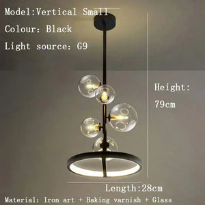 Modern Metal Chandelier Clear Glass Bubbles Parlor Hotel Kitchen Dining Room Hanging Light Fixrures Hanglamp Cord Adjustable