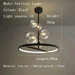 Modern Metal Chandelier Clear Glass Bubbles Parlor Hotel Kitchen Dining Room Hanging Light Fixrures Hanglamp Cord Adjustable