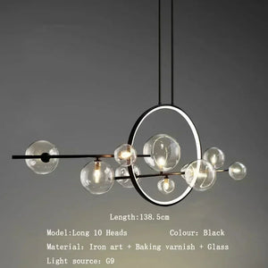 Modern Metal Chandelier Clear Glass Bubbles Parlor Hotel Kitchen Dining Room Hanging Light Fixrures Hanglamp Cord Adjustable