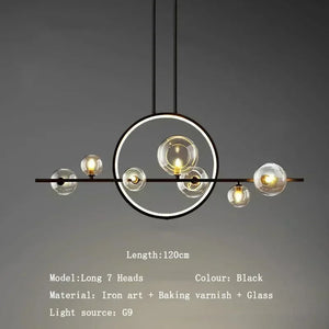 Modern Metal Chandelier Clear Glass Bubbles Parlor Hotel Kitchen Dining Room Hanging Light Fixrures Hanglamp Cord Adjustable