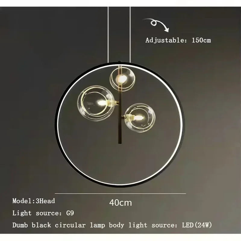 Modern Metal Chandelier Clear Glass Bubbles Parlor Hotel Kitchen Dining Room Hanging Light Fixrures Hanglamp Cord Adjustable