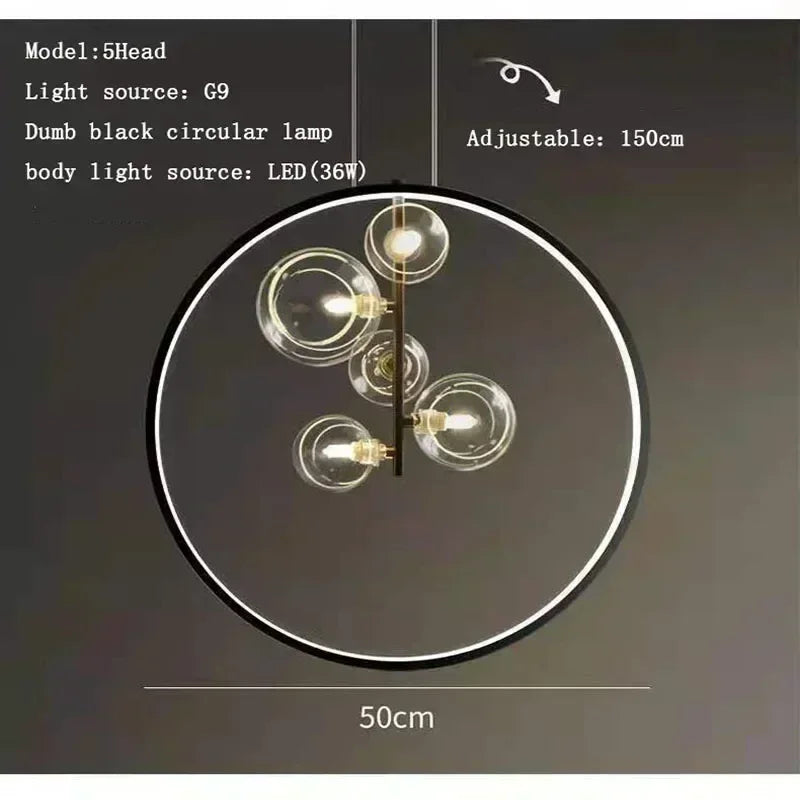 Modern Metal Chandelier Clear Glass Bubbles Parlor Hotel Kitchen Dining Room Hanging Light Fixrures Hanglamp Cord Adjustable