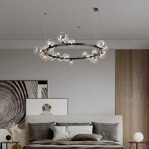 Modern Metal Chandelier Clear Glass Bubbles Parlor Hotel Kitchen Dining Room Hanging Light Fixrures Hanglamp Cord Adjustable