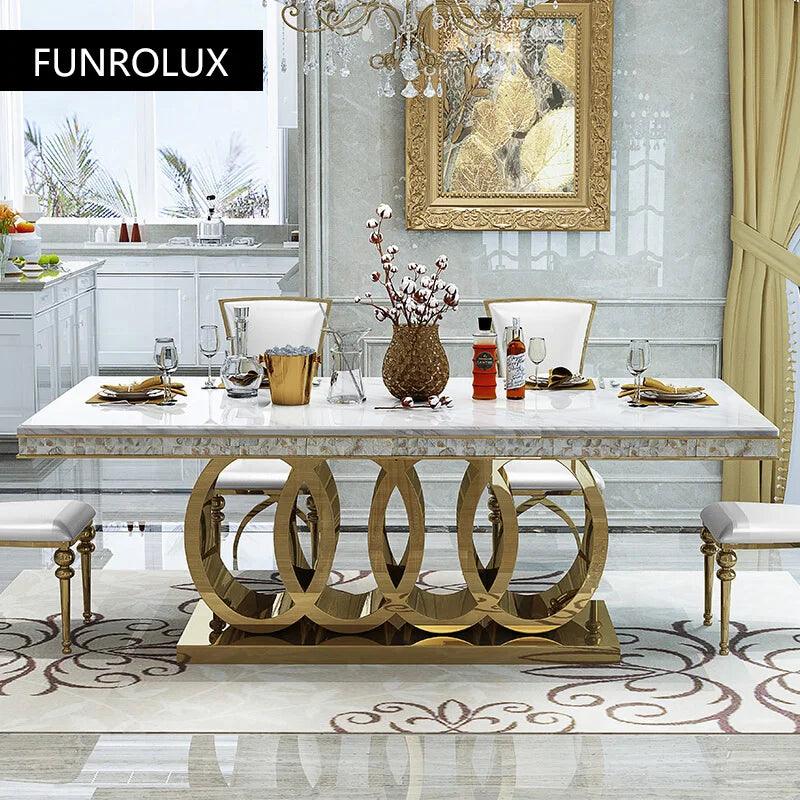 Modern Mild luxury marble dining tables and rectangular simple small apartment6People10Dining table in Renren restaurant