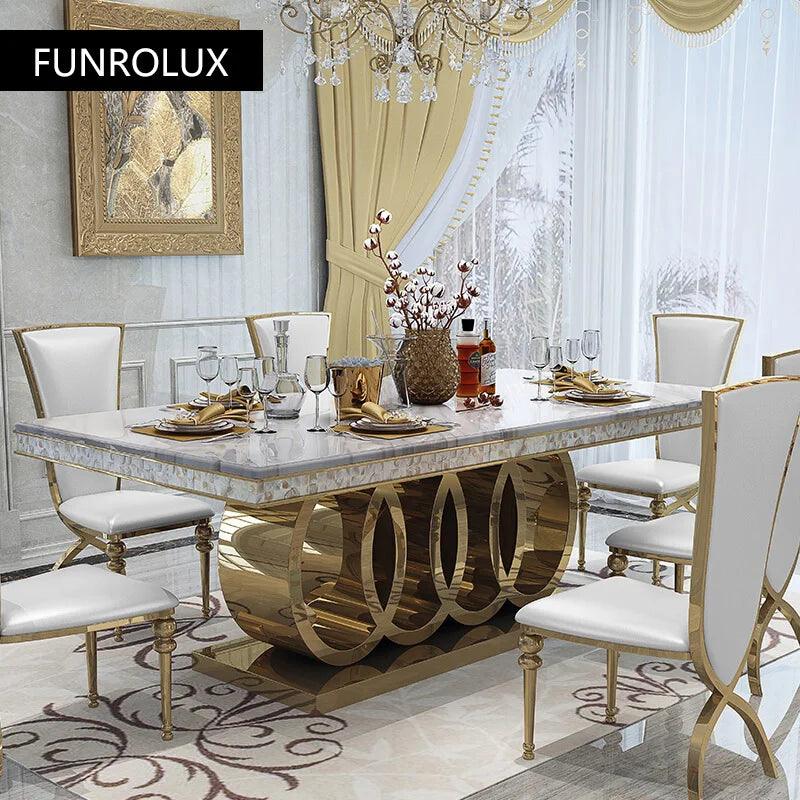 Modern Mild luxury marble dining tables and rectangular simple small apartment6People10Dining table in Renren restaurant